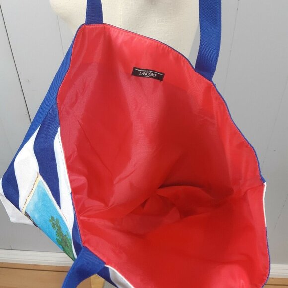 Tote Bag Shopping Beach Travel Cruise Striped Blue White Vespa Girl Vacation - Picture 4 of 5